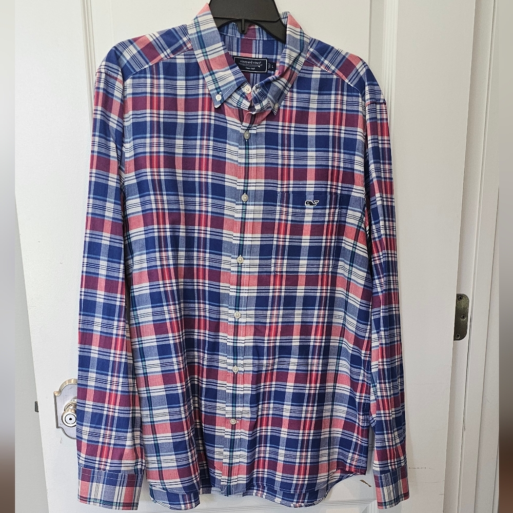 Vineyard Vines Mens Plaid Button Up Shirt Size Large
